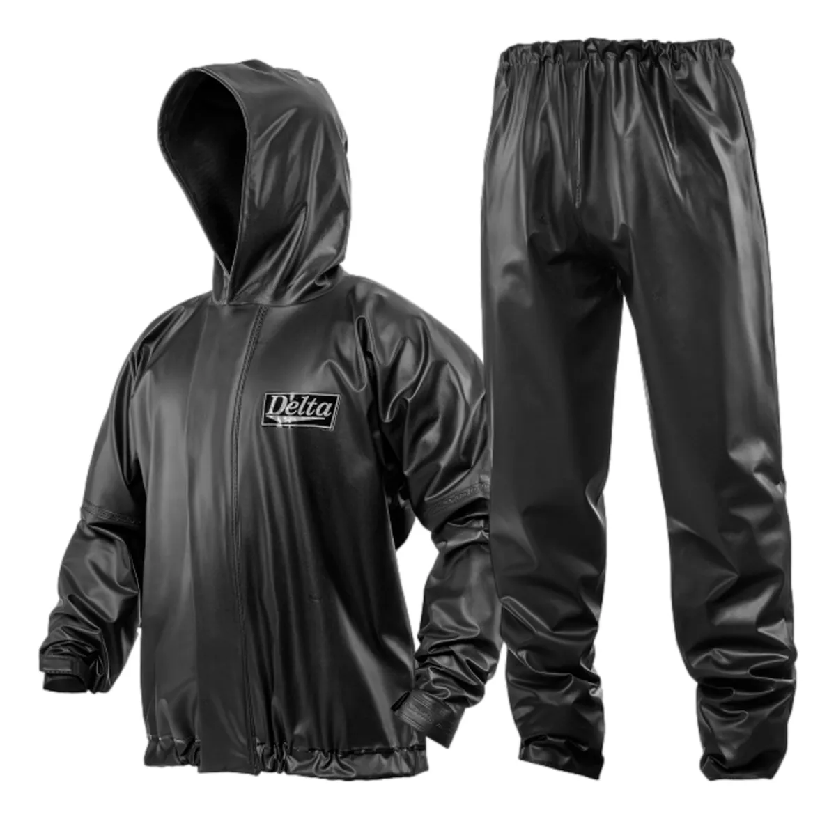 CAPA CHUVA CALÇA E JAQUETA PVC PRETO GG