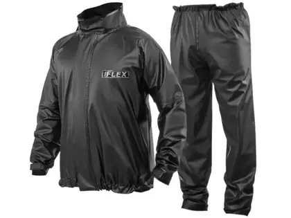 CAPA CHUVA CALÇA E JAQUETA FLEX COM BOLSO PRETO P