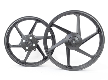 RODA DE ALUMINIO PRETA 6 PALITO COM ROLAMENTO