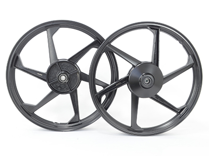 RODA ALUMINIO PRETO 6 PALITOS C/ ROLAMENTO TITAN 150 KS-ES 04-13 / FAN 125