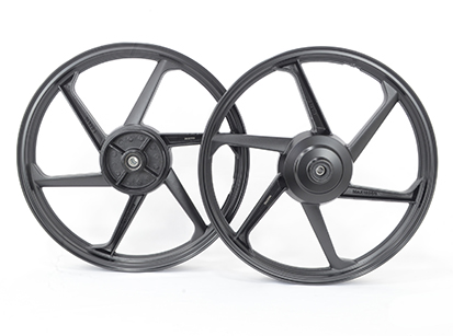 RODA ALUMINIO PRETO C/ ROLAMENTO 6 PALITOS (PAR) YBR 125K 09-16/E 09-16/K1 14-16/PRO K1 14
